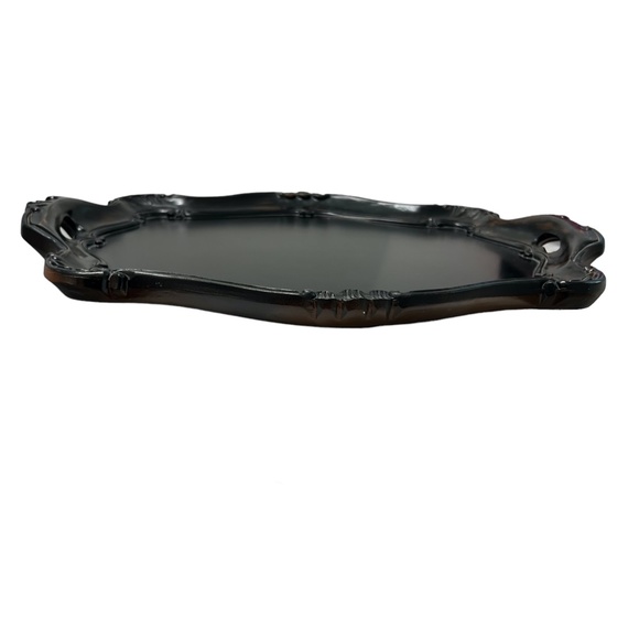 VINTAGE ITALIAN BROWN WOOD HANDLED TRAY WITH ACANTHUS LEAF & SCROLL DECORATION - Picture 13 of 15